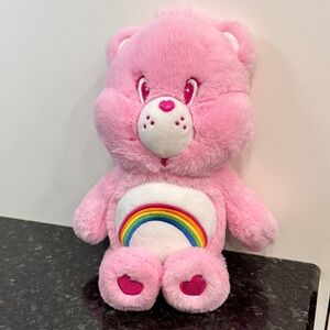 Cheer Bear- Care Bears 14" Plush Doll Pink Rainbow.